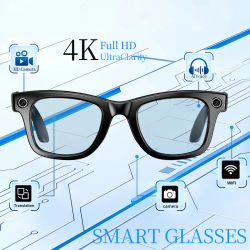 Gafas Inteligentes con Cámara 4K UHD de 800W, Grabación de Videos, Reconocimiento de Fotos, Traducción de Voz por IA, 270mAh, Bluetooth, 2026