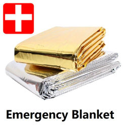 Manta de supervivencia térmica de emergencia, manta de aluminio impermeable a prueba de viento para supervivencia al aire libre AQYP02