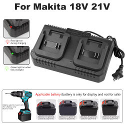 Cargador de batería Dual para Makita BL1415 BL1815 BL1830 BL1850 enchufe estadounidense/europeo 3.0A 18V 21V MAX cargador rápido de batería de iones de litio 2 ranuras