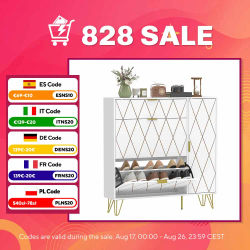 HOMCOM Zapatero Estrecho con 2 Cajones Abatibles, Mueble Zapatero Moderno con Armario y Estantes Ajustables, 10-14 Pares de Zapatos, para Pasillo, Entrada, 110x25x110,6 cm, Blanco