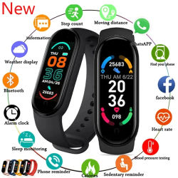 Reloj deportivo M6 con banda inteligente IP67, resistente al agua, para hombres y mujeres, presión arterial, Monitor de ritmo cardíaco, pulsera inteligente de Fitness para Android Ios