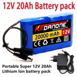 Batería de iones de litio recargable portátil, Super 12V, 20000mah, capacidad DC 12,6 v, 20Ah, Monitor de cámara CCTV, cargador, nuevo