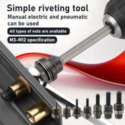 Kit de 36 Tuercas Remachables de Alta Resistencia con Herramientas (M3-M12) Recubiertas de Zinc con Rosca Derecha para Reparación de Automóviles/Muebles/Placas de Matrícula/Reformas