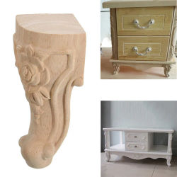 4 Uds. Patas de muebles talladas de madera maciza de estilo europeo, patas de asiento para mueble de TV, accesorios de decoración Vintage para el hogar