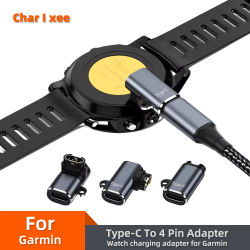 Puerto USB tipo C a conector adaptador de corriente de cargador de 4 pines para Garmin Fenix 7/6/5/7X/6X/5X/Venu 2 plus convertidor de carga de reloj