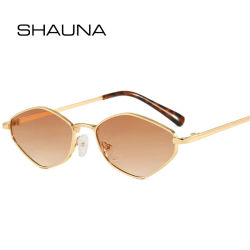 SHAUNA Gafas de sol retro de metal con forma de ojo de gato para mujer, gafas de sol con protección UV400, gafas de sol con gradiente para hombre
