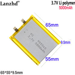 Baterías de polímero de litio de 3,7 V, 955565, 5000mAh, 55x60x9,5mm, batería para banco de energía, altavoces Bluetooth, tableta, DVD, aire acondicionado