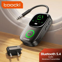 Toocki Bluetooth 5,4 transmisor receptor de Audio RT/TX 2 en 1 adaptador para TV auriculares coches vuelos 3,5mm AUX Bluetooth Dongle