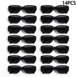 14 Uds. Gafas De Sol cuadradas negras Vintage para mujer, gafas De Sol rectangulares pequeñas De marca De lujo para mujer, gafas De Sol con espejo transparente Degradado
