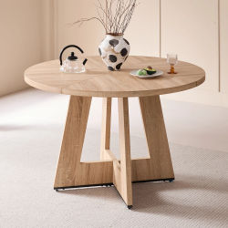 Mesa redonda nórdica EGOONM, mesa de comedor de madera maciza, centro de biblioteca, mesa redondeada Medieval, balcón, sala de estar, muebles para el hogar de 120cm