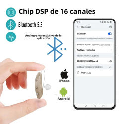 Audífonos Bluetooth Unisex con Control Remoto Inalámbrico, Auriculares Invisibles para Personas Mayores con Pérdida Auditiva de Leve a Severa