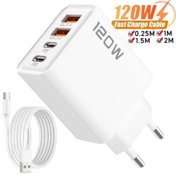 Cargador de teléfono USB de 4 puertos, cargador rápido PD USB tipo C, adaptador de pared para iPhone 16 15 Xiaomi 14 Huawei Redmi Oneplus