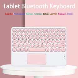 Teclado Bluetooth de 10 pulgadas, español, portugués, coreano, francés, inalámbrico, para tableta, con panel táctil, retroiluminación LED, magnético