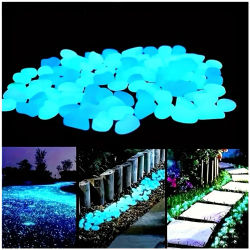 100 Uds. De guijarros que brillan en la oscuridad, piedras luminosas de resina para paisaje, caminos de jardín, plantas en macetas, parques, decoración de acuario,