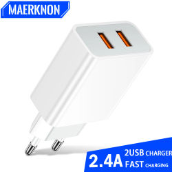 Cargador USB de 2 puertos de carga rápida para teléfono móvil portátil carga rápida 3,0 para Samsung Xiaomi 14 Huawei adaptador de pared USB doble