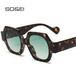 SO&EI Nuevas gafas de sol cuadradas poligonales para mujer, gafas de sol con degradado de moda UV400, gafas de sol de doble color para hombre