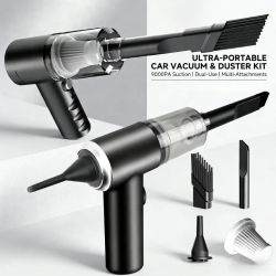 Aspiradora Inalámbrica para Auto de 9000 Pa, Carga USB, 1200 mAh, Dispositivo de Limpieza Portátil, Mini Aspiradora Húmeda y Seca para el Hogar