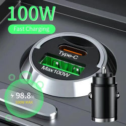 Cargador de coche USB 100W PD tipo C adaptador de teléfono de carga rápida para iPhone 15 Samsung S24 Xiaomi cargador de carga rápida 3,0 en el coche