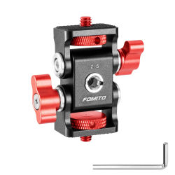 Zapata fría de doble cabeza de aleación de aluminio FOMITO con montaje de tornillo 1/4 360 ° Giratorio para monitor de soporte de monitor de cámara