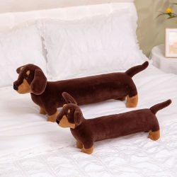 Almohada larga de felpa de perro salchicha, almohada para el cuerpo de perro marrón, almohada grande con viñetas de animales, almohadas largas rellenas para decoración del hogar