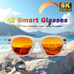 Gafas inteligentes AI, cámara multifuncional, llamadas Bluetooth, asistente de voz, reproductor de música, gafas de traducción 6K HD, novedad de 2020