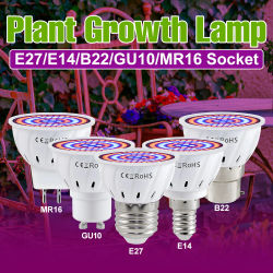 E27 220V LED bombilla de cultivo E14 espectro completo B22 lámpara de planta MR16 plántulas de flores luces de cultivo interior GU10 foco 240V
