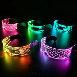 Gafas LED luminosas geniales, gafas de fiesta intermitentes, gafas LED transparentes futuristas para discoteca, DJ, decoración de fiestas de baile