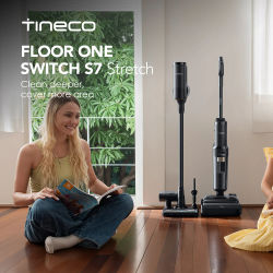 Aspiradora Tineco FLOOR ONE Switch S7 Stretch, limpiador de suelos húmedo y seco inalámbrico 5 en 1. Con autolimpieza Flash Dry, sistema Dual Block Anti-Tangle, 50 minutos de autonomía, succión 22kPa.