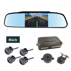 Radar de Reversa para Espejo Retrovisor, 4 Sondas, Antideslumbrante, Ajuste Original, Monitor de Estacionamiento, Detector, Sistema Auxiliar de Seguridad Automotriz