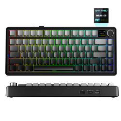 Teclado Mecánico AULA F75 MAX 75% con Cable/Bluetooth/2.4G, Teclado RGB para Deportes Electrónicos con Pantalla TFT para PC/Mac/Android ﻿