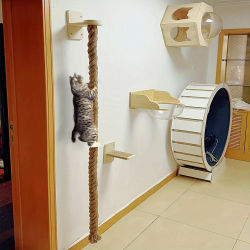 Árbol rascador de sisal de 150 cm para gatos, montado en la pared, con postes interactivos, juguetes y gimnasio de la selva para gatos de interior, muebles para mascotas.