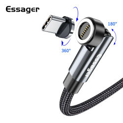 Essager 2M 540 girar 3A carga rápida cable magnético USB tipo C para Xiaomi imán cargador Teléfono Cable de datos