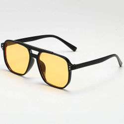 Gafas De Sol cuadradas De doble haz para hombre y mujer, lentes De Sol poligonales Retro, color negro, Vintage, a la moda