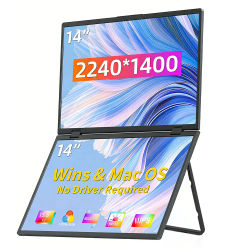 Monitor Portátil Dual de 14 Pulgadas 2240x1400P, Pantallas Apilables USB-C HDMI, Extensor de Pantalla Triple para Laptop y PC