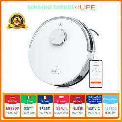 Aspiradora robot ILIFE V30, navegación láser, succión de 10000 Pa, hasta 150 minutos de autonomía, control por aplicación, limpieza personalizable, aspiradora y fregadora 2 en 1, zonas de prohibición,