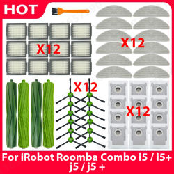 Cepillo Lateral Principal, Filtros, Bolsa para Polvo, Repuestos para iRobot Roomba Combo I5 / i5+ / J5 / J5+, Accesorios para Robot Aspirador