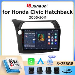 Radio Junsun con CarPlay inalámbrico y Android Auto para Honda Civic Hatchback 2005-2011, RDS, 4G, WiFi, GPS, Bluetooth, multimedia estéreo