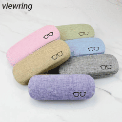 Estuche para gafas de lino de Color sólido, caja de almacenamiento portátil antipresión para gafas, Protector de gafas de sol para hombres y mujeres