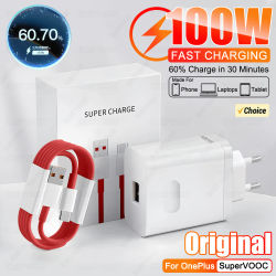 100W Supervooc cargador rápido Cargador de carga rápida Adaptador de teléfono de pared para OnePlus 13R 12R 12 13 11 10 ACE 5 PRO Cable de cargador USB Tipo C