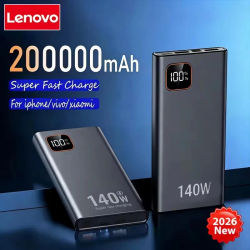 Banco de Energía Lenovo de 200000 mAh y 140 W con Carga Súper Rápida, Cargador Portátil de Ultra Capacidad, Nuevo, para iPhone y Samsung
