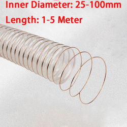 Manguera de recolección de polvo de PU transparente de 20-100 mm de diámetro interior para usar con colectores de polvo con puertos. Ideal para aspiradoras de tienda, 1-5 metros
