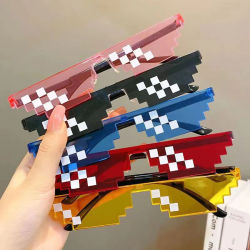 5 uds nuevas gafas de sol de mosaico juguete para trucos gafas de Thug Life Deal With It gafas Pixel gafas de sol de mosaico negro bromas geniales juguetes Divertidos