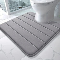Alfombra de baño en forma de U de espuma viscoelástica, alfombra de baño súper absorbente antideslizante, alfombra de baño para decoración de baño