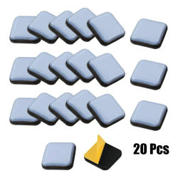 Almohadillas deslizantes para deslizadores de pies de 20 piezas, deslizadores de muebles para el hogar, deslizadores de muebles, almohadillas cuadradas de PTFE para mover el suelo, herrajes para el