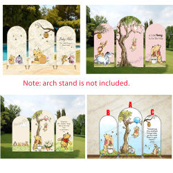 Funda elástica de spandex personalizada para arco de Winnie The Pooh, Tigger, Piglet y Eeyore, para decoración de fondo de cumpleaños o baby shower con temática de miel.