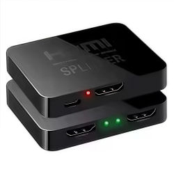 Divisor HDMI 1x2 4K - Distribuidor de vídeo de 1 entrada y 2 salidas para monitor dual, PC, proyector, computadora portátil, caja de interruptor de amplificador HD 4K @ 60Hz