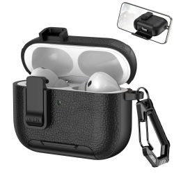 Nueva Funda Protectora para Auriculares AirPods Pro 3 de 3ra Generación con Cierre Seguro, Soporte Invisible para Teléfono, Textura de Cuero