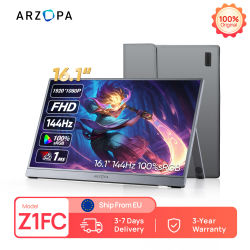 ARZOPA Monitor portátil Z1FC de 16,1 pulgadas con bolsa de almacenamiento, 144 hz, 100% sRGB, 1080P FHD, segunda pantalla externa, pantalla IPS