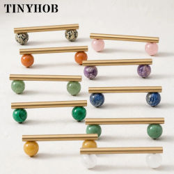 Manija de arte nórdico Tinyhob/mármol Natural + manijas y perillas de latón tiradores de cajón perillas de gabinete de cocina herrajes para muebles rosas