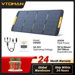 Panel Solar Plegable VTOMAN VS400W, Cargador Solar de Alta Eficiencia de Conversión de 40.32V para Acampar al Aire Libre, Autocaravanas y Estaciones de Energía